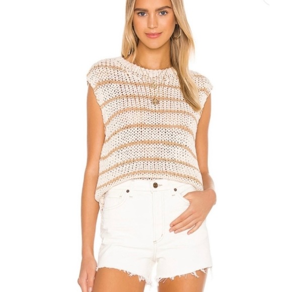 Free People Sweaters - *FREE PEOPLE* NWT Wave After Wave Crochet Tank In Morning Sand Combo
